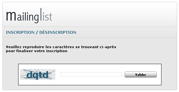 Ecran de finalisation de votre inscription