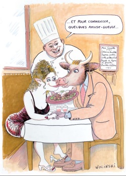 Les produits tripiers...
Dessin : © Wolinski