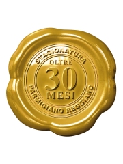 Le Parmigiano Reggiano de plus de 30 mois d'affinage possède un sceau de couleur or.
Photo : © Parmigiano Reggiano
