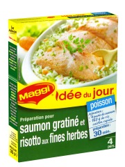 Pr�paration pour Saumon gratin� et risotto aux fines herbes par Maggi