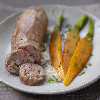 Andouillette au chablis et carottes fondantes aux herbes
Photo : © Infocharcuteries