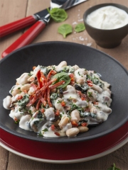 Recette Beanotto aux épinards, chorizo et fromage de chèvre