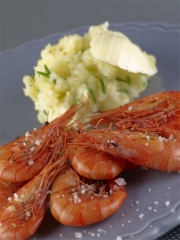 Recette Bouquets au vieux malt et écrasée de pommes de terre à la ciboulette