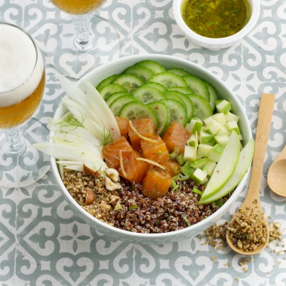 Buddha Bowls Quinoa Saumon
Photo : © Patricia Kettenhofen / Brasseurs de France