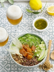 Buddha Bowls Quinoa Saumon
Photo : © Patricia Kettenhofen / Brasseurs de France