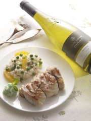Rôti de Cabillaud, risotto à l'orange et petits pois primeurs, et chantilly mentholée
Photo : © Alliance Loire