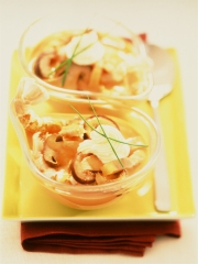 Cappuccino de langoustines et pieds de veau au fumet de cèpes