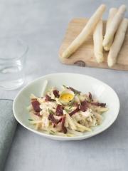 Recette Carbonara d'asperge des Sables des Landes au magret de canard fumé
