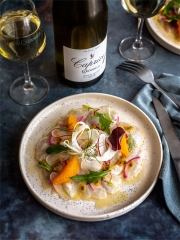 Ceviche de dorade royale aux agrumes, radis, fenouil et vinaigrette au fruit de la passion
Photo : © Plaimont