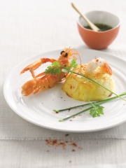 Chartreuse de pommes de terre et langoustine sauce vierge
Photo : © CNIPT