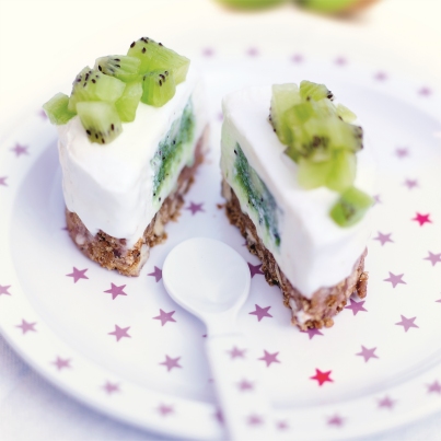 Cheesecake au c&oelig;ur coulant de kiwi
Photo : © Olivier Chaput / J.C Amiel pour Interfel