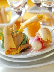 Copeaux de Foie Gras et légumes de printemps en brochette
Photo : © Ph. Asset / CIFOG