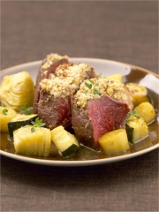 Recette Côte de boeuf gratinée à la Grémolata et légumes en Escalivade