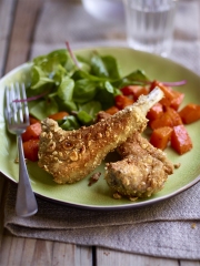 Recette Côtes d'agneau panées aux noisettes et potiron rôti au sirop d'érable