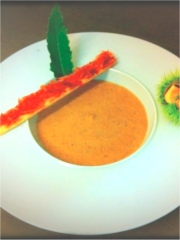 Crémeux de châtaigne d'Ardèche et copeaux de jambon
Photo : © Bernard Mathé