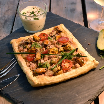 Croustade de Moules de Bouchot à l'Andouille de Vire et Pomme Granny
Photo : © Moules de Bouchot