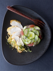 Emincés de Poulet Fermier d'Auvergne et tian de légumes
Photo : © Pierre Soissons