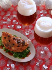 Filets de pintade clouté aux truffes, fondue de chou vert à l'os à moelle
Photo : © Emmanuel Auger / Brasseurs de France