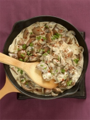 Poêlée de rognons de porc aux champignons de Paris