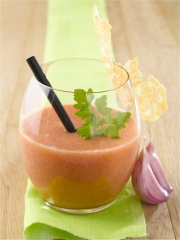 Gaspacho fraise melon tomate à l'ail
Photo : © L'Evénement Gourmet – G. Lenain / J-M Pechart
