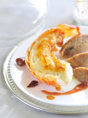 Recette Langouste rôtie en carapace au beurre d'orange, marrons laqués à la confiture de quetsches Bonne Maman