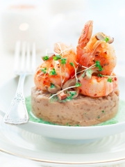 Langoustines, purée de châtaignes et crème de verdure
Photo : © Patricia Kettenhofen / Elle&Vire