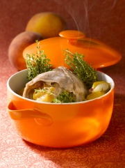 Râble de lapin farci aux pêches de nos Régions et au thym frais