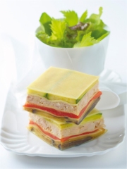 Lasagnes de thon blanc et légumes grillés au coulis de basilic
Photo : © Connétable
