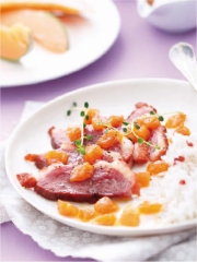 Recette Magret de canard aux melons charentais jaunes caramélisés