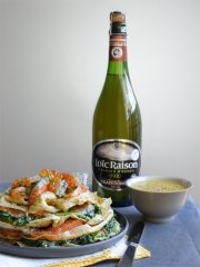 Mille-feuilles de Crêpes au Chèvre, Saumon et Epinards
Photo : © Loïc Raison