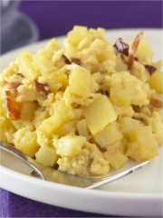 Œufs brouillés, pommes de terre croquantes et copeaux de bacon
Photo : © Fous de Pommes de Terre