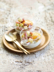 Œufs cocotte pommes de terre persillées et lardons
Photo : © SYNALAF