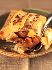 Pastillas de rognons de porc, pommes et cumin