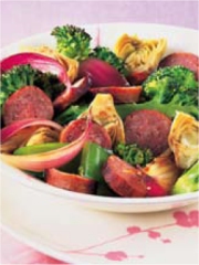 Poêlée de légumes et saucisse de Toulouse
Photo : © Centre d'Information des Charcuteries-produits Traiteurs (CICT)