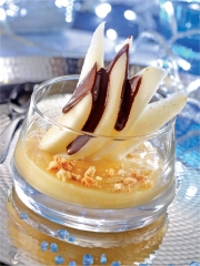 Délice de poires, crème d'amande et chocolat
Photo : © Studio Guy Renaux