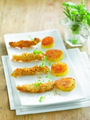 Pommes de terre « Palet d'or » et goujonnette de sole au sésame
Photo : © Les pommes de terre, tellement de caractères