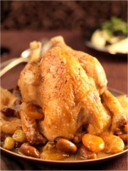 Poularde fermière des Landes rôtie aux fruits d'hiver caramélisés
Photo : © Volailles Fermières des Landes