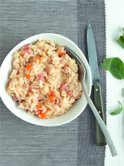 Risotto à la sauge, jambon cuit et parmesan