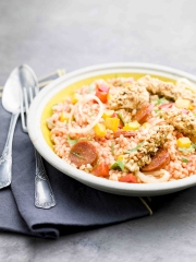 Riz façon Jambalaya au poulet-cacahuètes
Photo : © Amora