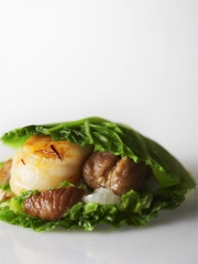Noix de Saint-Jacques et châtaignes en coquille de choux
Photo : © Sabaton / Philippe Barret