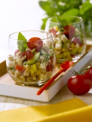 Recette Salade de Crozets, Dés de Tomates, Poivron Jaune et Concombre