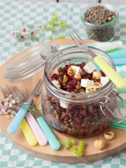 Recette Salade de lentilles vertes du Puy, dés de féta et vinaigrette au miel