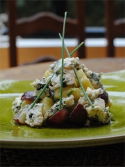 Recette Salade tiède de primeurs du Roussillon aux éclats de Roquefort vieux
