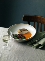 Skrei de Norvège rôti sauce aux poivrons, chorizo et olives
Photo : © Centre des Produits de la Mer de Norvège