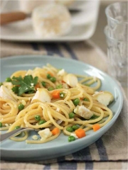 Spaghettis au Chavignol et aux petits légumes
Photo : © ANICAP
