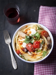 Recette Spaghettoni aux cèpes, mozzarella di buffala et tomates cerise