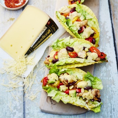Tacos au poulet mariné et à l'Appenzeller®
Photo : © Fromages de Suisse