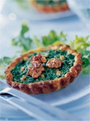 Tarte au fromage de chèvre, aux épinards et aux noix
Photo : © Interprofession des Légumes en Conserve et Surgelés (ILCS)