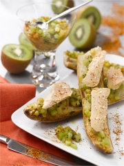 Tartine de Foie Gras et sa compote de kiwis au piment d'Espelette