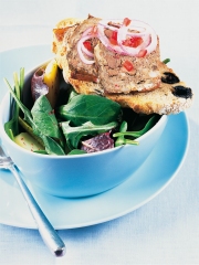 Tartine de pâté de campagne, roquette et épinards
Photo : © Infocharcuteries